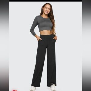 Wide Leg Comfort Pants for Women - Black